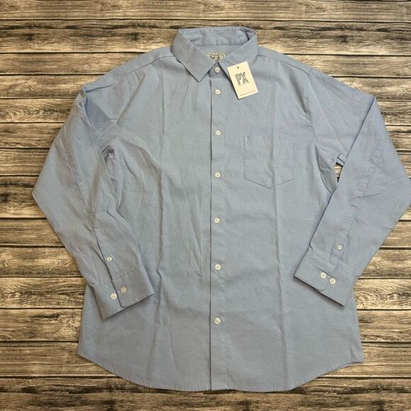 PX Men's Long Sleeve Button Up Dress Shirt M Med Medium Light Baby Blue NEW NWT - Picture 1 of 11